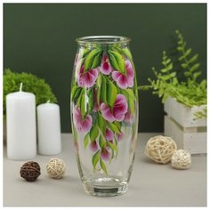 Ваза Чайная с росписью на проз.стекле, d-7см 10х23 см 3467048 Сима ленд