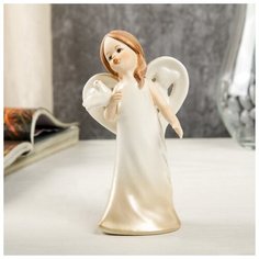 Сувенир керамика "Ангел девочка в кремовом платье с голубем" 12х6,5х5,3 4059441 Сима ленд