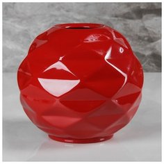 Ваза настольная "Сфера", красная, 16 см 3680362 Керамика ручной работы