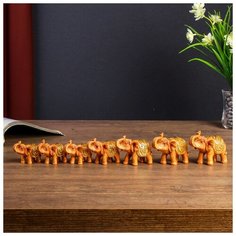 Сувенир полистоун "Семь слонов" под дерево набор 7 шт h-7;6,5;5,5;5;4,5 см 4144398 Сима ленд