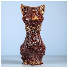 Ваза настольная "Кот", резка, 31 см 2884108 Керамика ручной работы