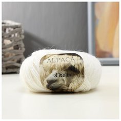 Пряжа "Alpaca DItalia" 50% альпака, 50% нейлон 300м/50гр (02 белый) 6252614 Seam