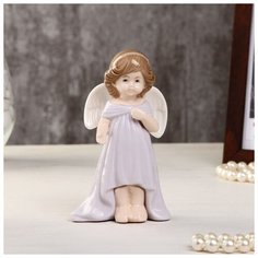 Сувенир керамика "Ангелочек в сиреневом платье" 10,3х6,5х4 см 4467151 Сима ленд