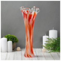 Ваза "Волна" 40 см, красно-белая 1984731 Сима ленд