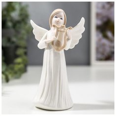 Сувенир керамика "Ангел-девочка в длинном платье, с лирой" 14,7х6,3х8,7 см 4059477 Сима ленд