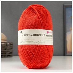 Пряжа "Австралийский меринос" 95%мерин.шерсть,5% акрил объёмный 400м/100гр (396-Настурция) 5434931 Пехорка