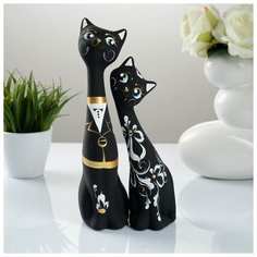 Фигура "Love Коты" большие набор 2шт черные 7×9×24см 039 671075 Хорошие сувениры