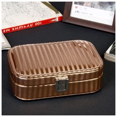 Шкатулка кожзам для украшений "Полосы" шампанское лак миниатюра 4,5х15х10 см 4466317 Сима ленд