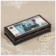 Шкатулка - купюрница «1000 рублей», 8,5х17 см, лаковая миниатюра 323290 Сима ленд