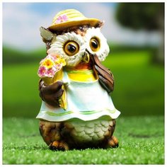 Садовая фигура "Филин в шляпке с букетом" 10х9,5х15см 5155092 Хорошие сувениры