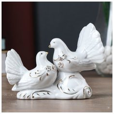 Сувенир керамика под фарфор 2 голубка 12,5*9*6 см, стразы 486252 Сима ленд