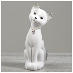 Копилка "Кот Матвей", флок, белая, 24 см 748697 Керамика ручной работы