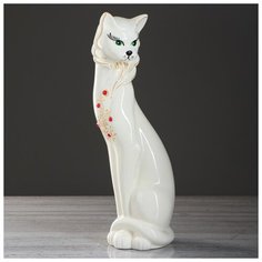 Копилка "Кошка Сиамская", глазурь, белая, 44 см 1154768 Керамика ручной работы