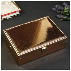 Шкатулка кожзам для украшений "Голография с блеском" золото 7,2х24,5х17,5 см 4320047 Сима ленд