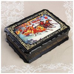 Шкатулка «Гонки на тройках», 17×23×6 см, лаковая миниатюра 3678044 Сима ленд