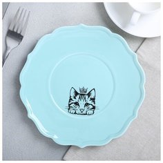 Тарелка классический стиль "Кошка", голубая, 20 см 4437559 Дорого внимание