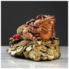 Копилка "Жаба феншуй", большая, №2, бронза, цветная, 33см 5009035 Керамика ручной работы