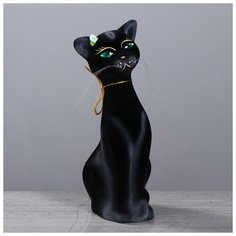 Копилка "Кошка Аннет", флок, чёрная, 23 см 1093870 Керамика ручной работы