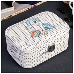 Шкатулка кожзам для украшений "Маленький единорог и радуга" 7,5х17х12 см 3974770 Сима ленд