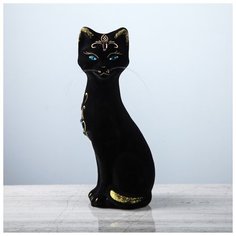 Копилка "Кошка Камила", флок, чёрная, 29 см 1093881 Керамика ручной работы