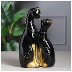 Копилка "Коты Скифы", глянец, чёрно-золотая, 28 см 1556588 Керамика ручной работы
