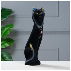 Копилка "Кошка Фея", флок, чёрная, 42 см 1687300 Керамика ручной работы