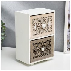 Шкатулка дерево комод 2 ящика "Ажур" 21,5х12х15 см 4650559 Сима ленд