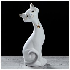 Копилка "Кот Маркиз", флок, белая, 31 см 811238 Керамика ручной работы