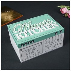 Шкатулка дерево "Мамина кухня" бело-зелёная 10х20х14 см 4566116 Сима ленд