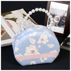 Шкатулка кожзам для украшений сумочка "Белый жасмин" 15х18,5х7 см 4472318 Сима ленд