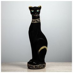 Копилка "Кошка Багира", флок, черный, 41 см 1105289 Керамика ручной работы