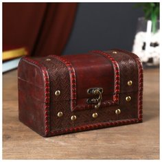 Шкатулка дерево состаренная "С заклёпками" сундучок 10,5х18х11 см 4461633 Сима ленд