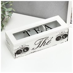 Шкатулка дерево с делениями "Для чая" 7х22х8,3 см 5187586 Сима ленд