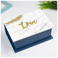 Шкатулка дерево "Мрамор и золотой папоротник" 9,5х15х22 см 4762543 Сима ленд