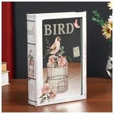Сейф-книга дерево кожзам "Птица на клетке с цветами" зеркало 24х16х5 см 4822206 Сима ленд