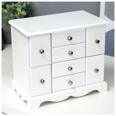 Шкатулка дерево "Шкаф 8 ящиков" белая 25,3х15,5х22 см 4386138 Сима ленд