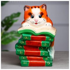 Копилка "Кот Читалкин", глянец, рыжая, 30 см 2799381 Керамика ручной работы