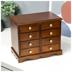 Шкатулка дерево "Комод 8 ящиков" коричневая 25х15х21,5 см 4386137 Сима ленд