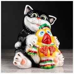 Копилка "Кот с птичкой", глянец, 24 см 3417035 Керамика ручной работы