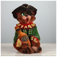 Копилка "Кот пират", флок, коричневая, 22 см 1506586 Керамика ручной работы