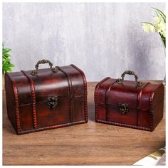 Шкатулка дерево сундучок (набор 2 шт) "Викторианские" 17,5х11,5х11,5 см; 21х15,5х15 см 3823594 Сима ленд