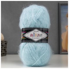 Пряжа "Mohair classic" 25% мохер, 24% шерсть, 51% акрил 200м/100гр (522 айсберг) 5505415 Alize