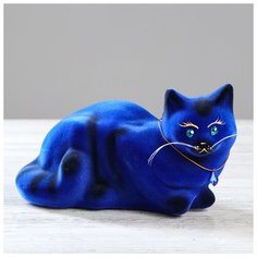 Копилка "Кошка Ляля", флок, кобальт, 12 см 1528547 Керамика ручной работы