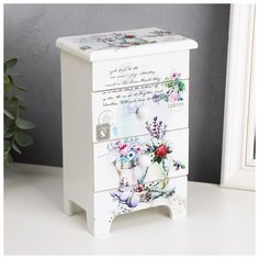 Шкатулка дерево комод 3 ящика "Прованс. Цветы" 18,5х11,5х7,5 см 5166267 Сима ленд