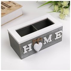 Шкатулка дерево "Дом" 2 отделения 18х9х8 см 2258815 Сима ленд