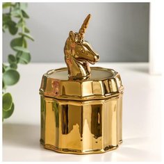 Шкатулка керамика "Золотой единорог" 12,5х8х8 см 5185425 Сима ленд