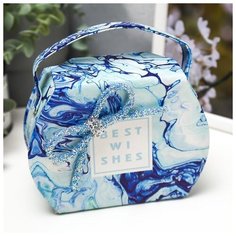 Шкатулка кожзам для украшений "Мрамор голубой" сумочка 12х16х7 см 5046024 Сима ленд