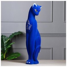 Копилка "Кошка Багира", покрытие флок, синяя, 56 см 1894700 Керамика ручной работы