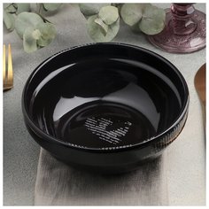 Тарелка 15,5 см, h 6 см, 600 мл "Gazzetta nero" 4733517 Хорекс