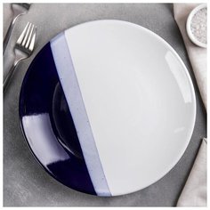 Тарелка d-26 см Соната "Полоски", цвет синий 5487384 Кубаньфарфор